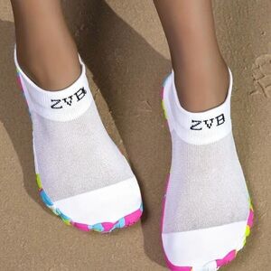 White Slip-On Water Shoes with Colorful Soles